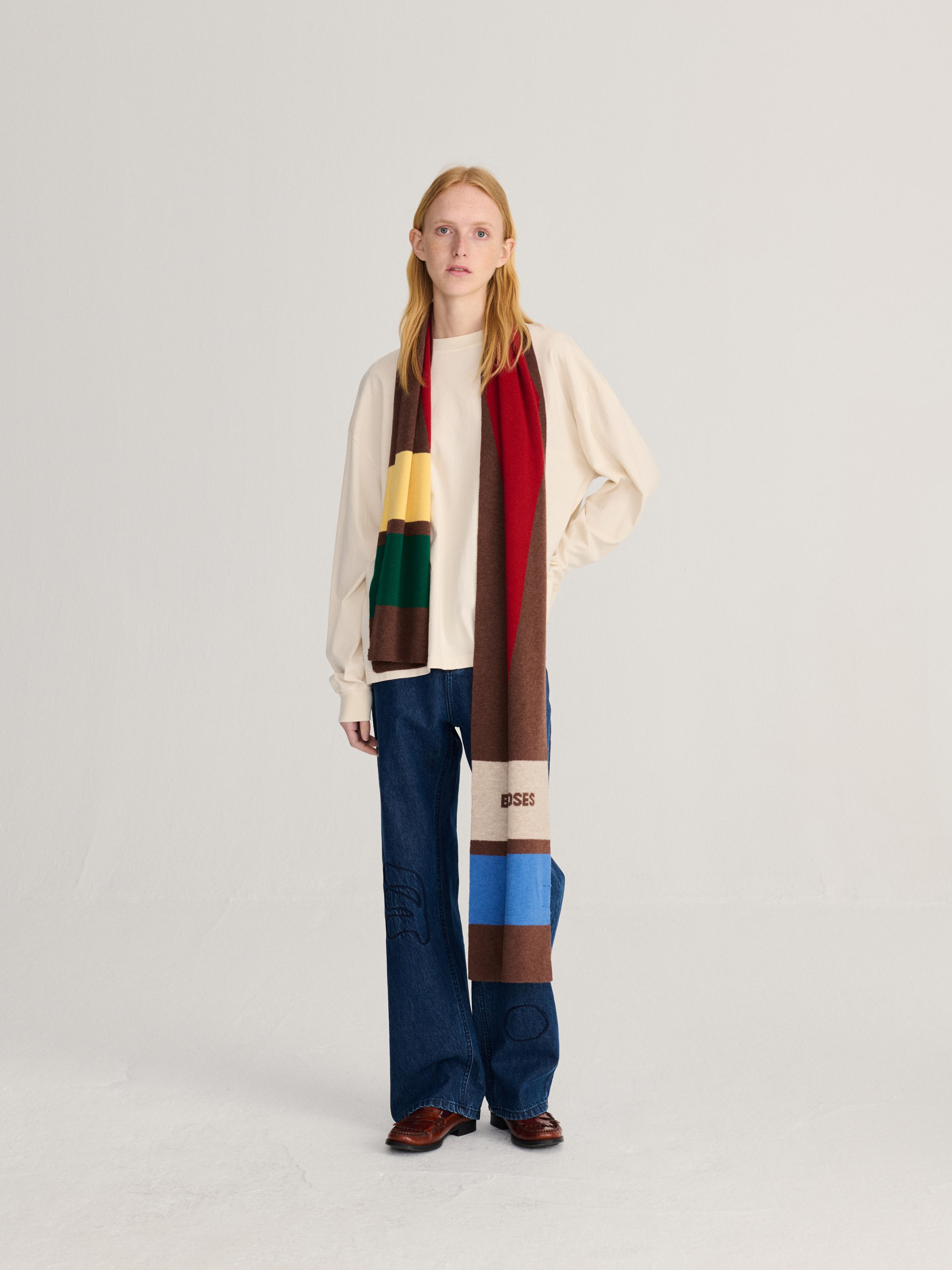 Bobo Choses Merino Wool Long Knitted Scarf Unisex Schal Wolle multicolor